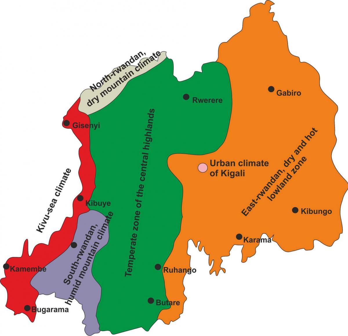 mapa Ruanda klima