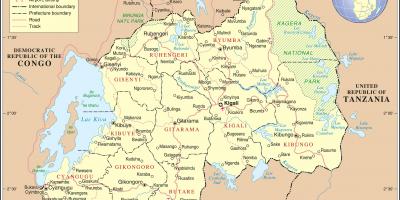 Mapa administrazio-mapa Ruanda