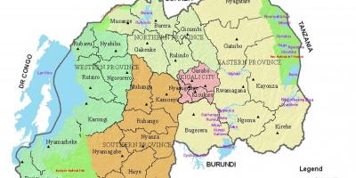 Mapa Ruanda, eskualde eta sektore