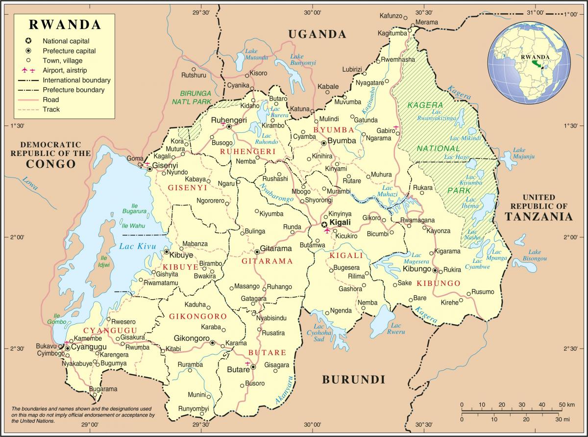 mapa administrazio-mapa Ruanda