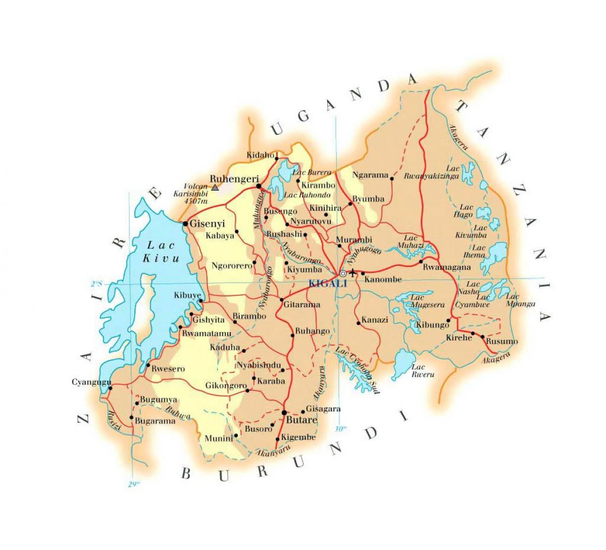 mapa Ruanda errepidea