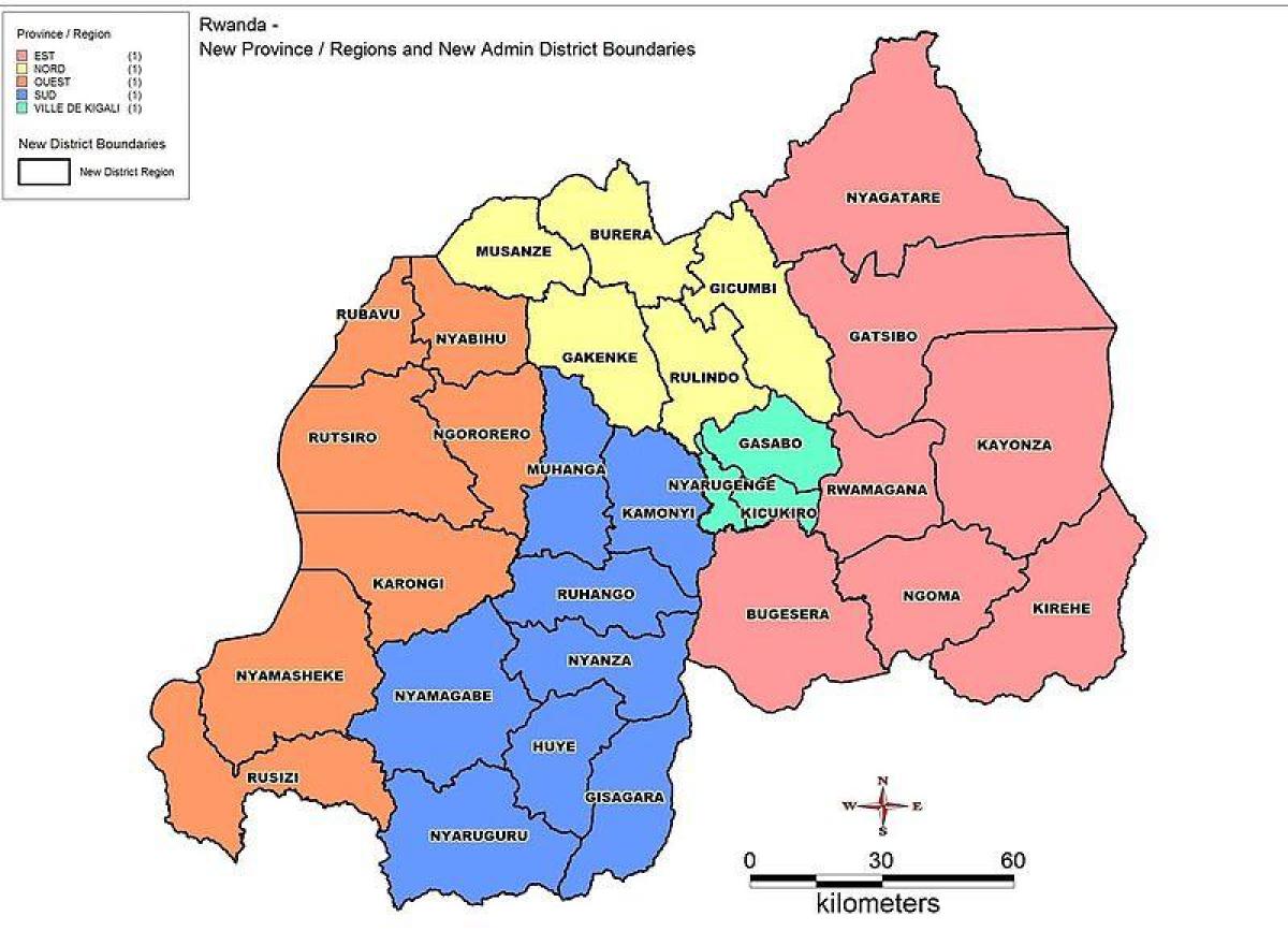 mapa Ruanda probintzien mapa